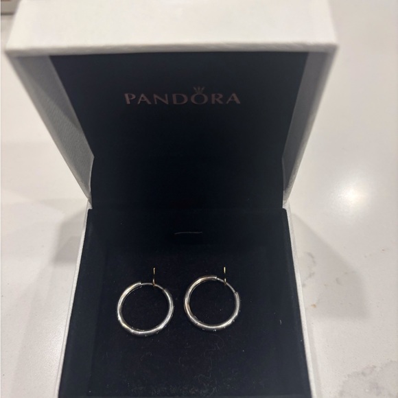 Pandora Silver Hoop Earrings - Picture 3 of 5